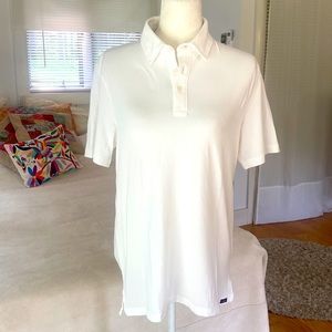 FAHERTY the movement collection crisp white softest polo shirt size S
